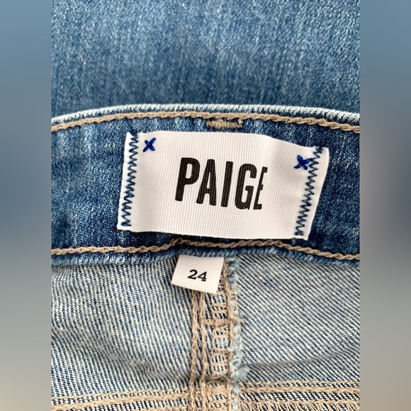 ❗️CLEAROUT❗️ NWT! PAIGE Blue Metallic Knee Patches VERDUGO ULTRA SKINNY JEANS 24 - Picture 9 of 10